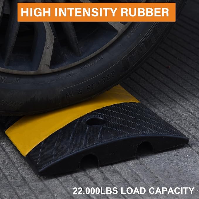 Orangestar 2-Pack 6Ft Rubber Speed Bump, 2 Channel Heavy Duty Speed Hump Cable