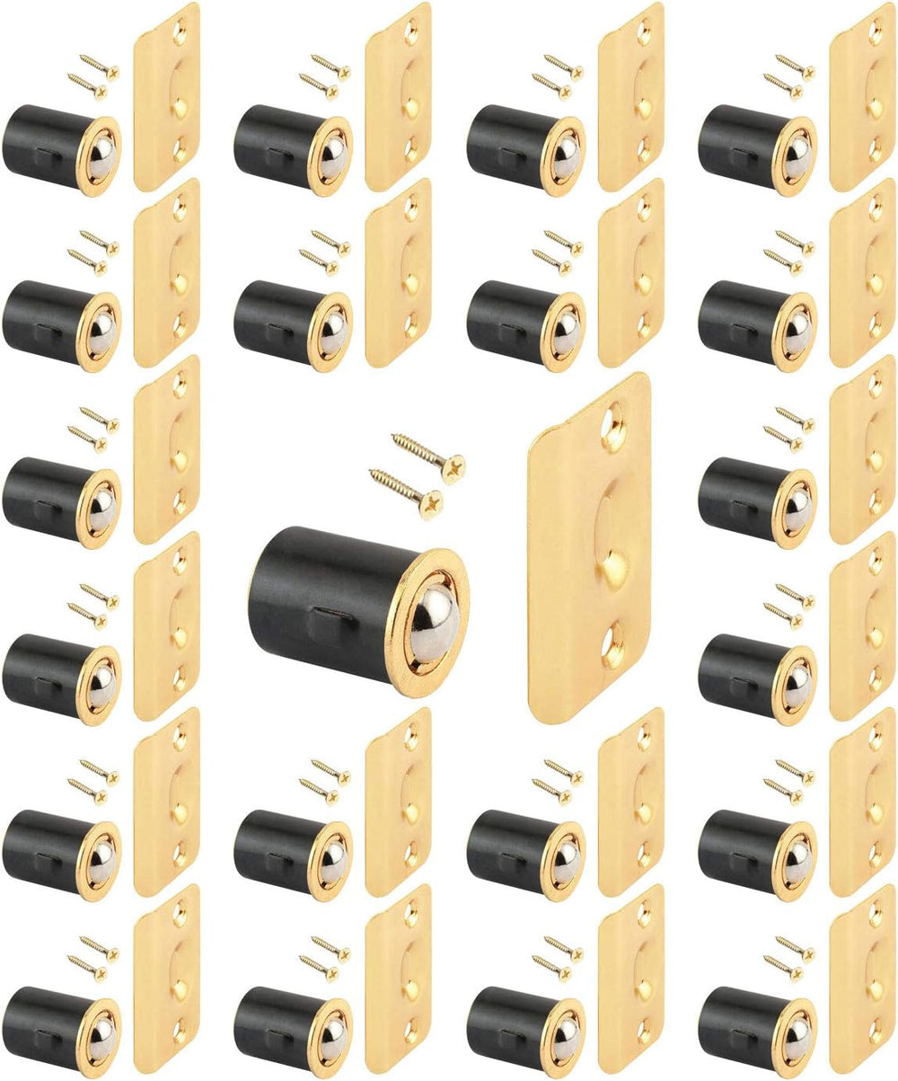 (25 Pack) Brass Plated Closet Door Drive-in Ball Catch with Strike Plate Prem...