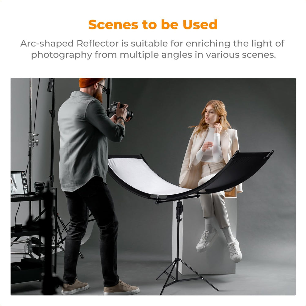K&F CONCEPT U-Shape Reflector, 180x60cm, with 1.9m Stand, 4-in-1 Reflector