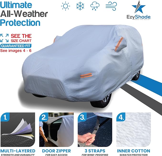 EzyShade 10-Layer SUV Car Cover Waterproof All Weather. See Vehicle Size-Chart