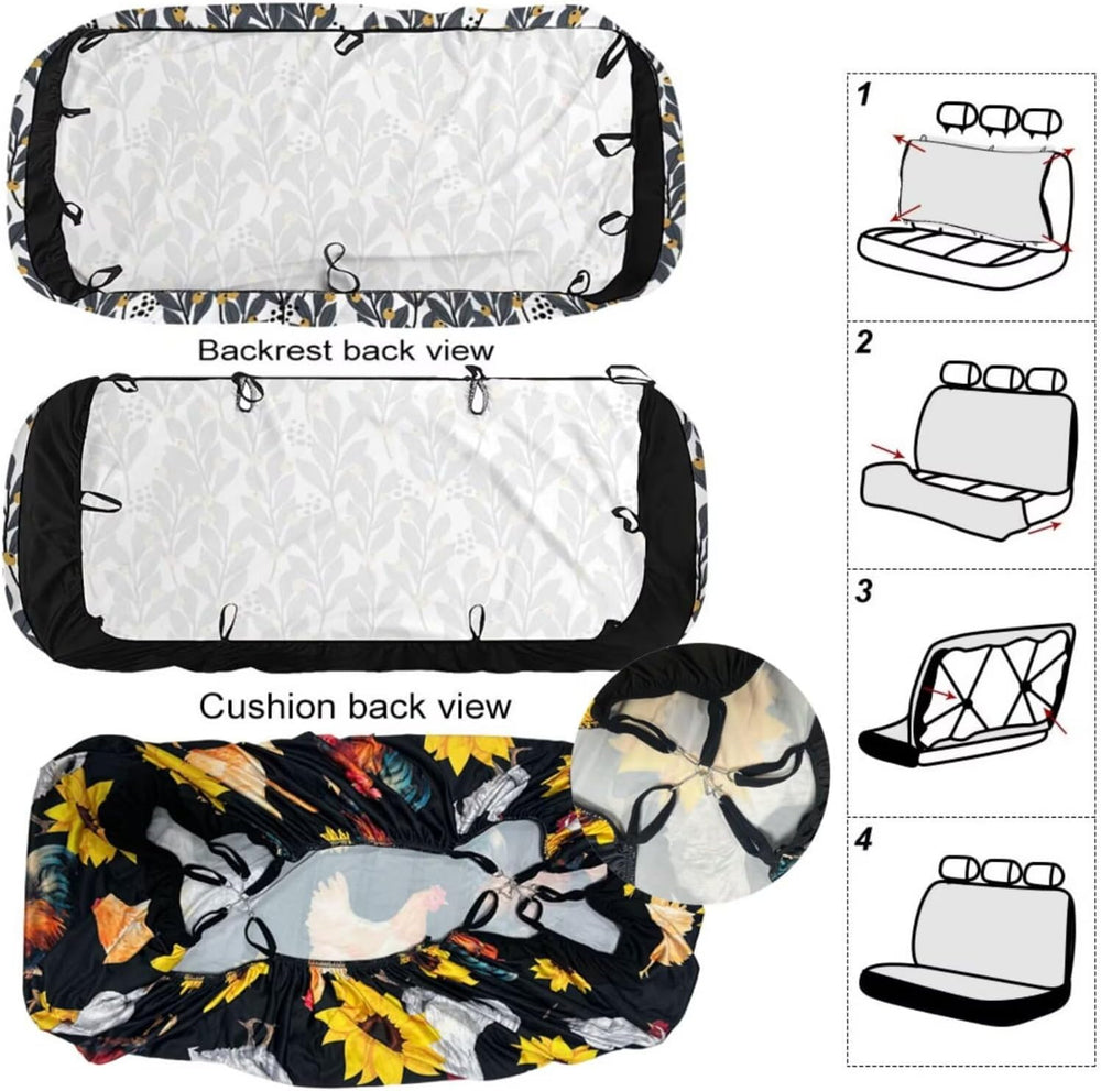 Cute Car Seat Cover Seat Protector 15 PCS, with Steering Wheel Cover Seat Bel...