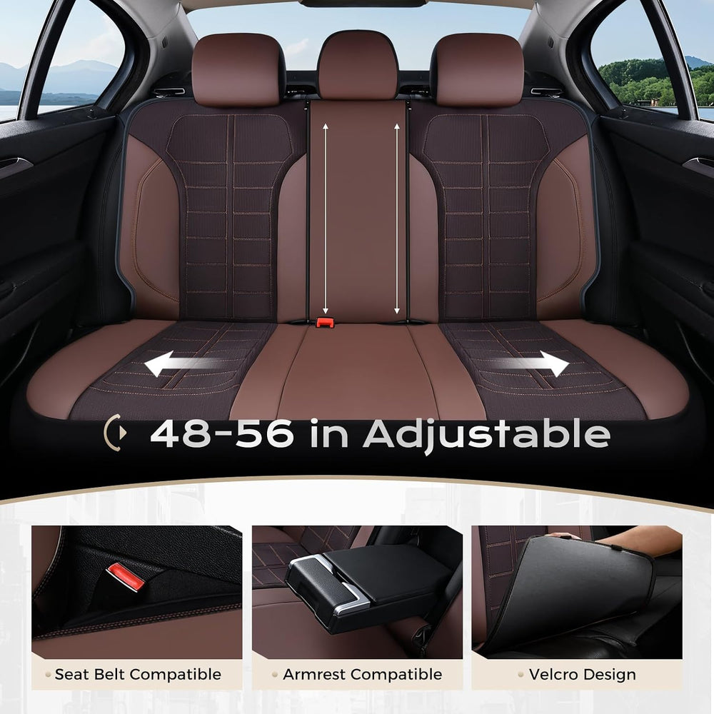 Coverado Leather and Air Mesh Seat Cover, Car Seat Cover Full Set, 3D Breatha...