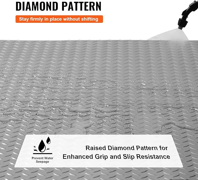VEVOR Garage Floor Mat, 19 x 4.9 FT PVC Garage Flooring Roll, Non-Slip Diamond