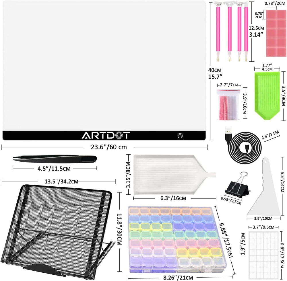 ARTDOT A2 LED Light Pad for Diamond Painting USB Powered Light Board Kit, Adj...