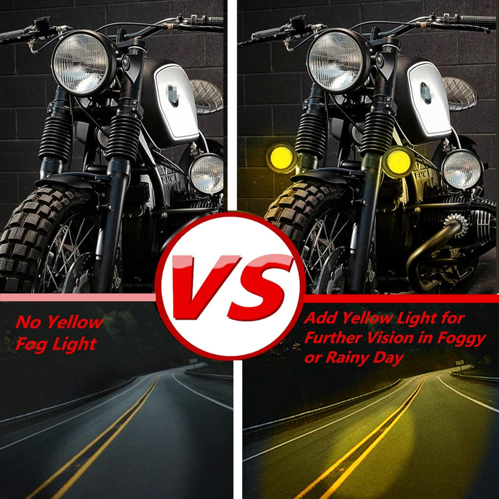 Ourbest motorcycle lights, 2inch Yellow Motorcycle Fog Lights Fork Tube led d...