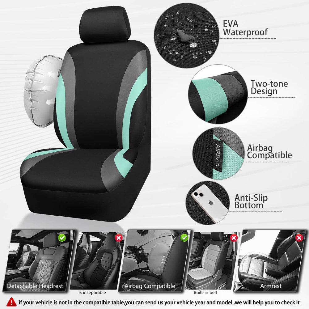 CAR PASS EVA Waterproof Car Seat Covers Full Set, Mint Seat Covers for Cars,A...