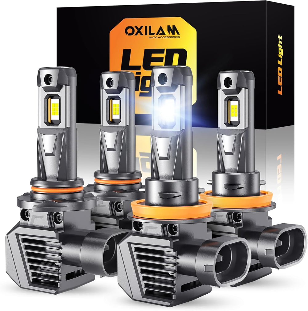 OXILAM M5S H11 9005 Light Bulbs Combo, 80000LM 900% Brighter 6500K Cool White...