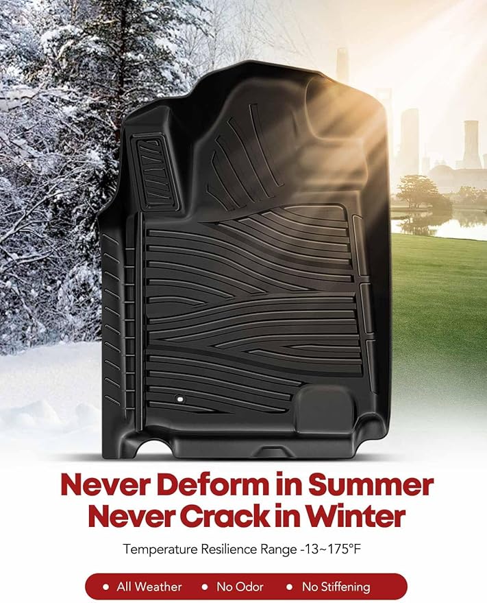 YHTAUTO Floor Mats Fit 2012-2021 Toyota Tundra CrewMax/Double Cab, TPE All