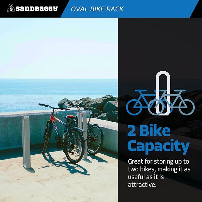 Sandbaggy Modern Commercial Bike Rack | 6.5” x 3” x 35” Oval Design | In-Ground