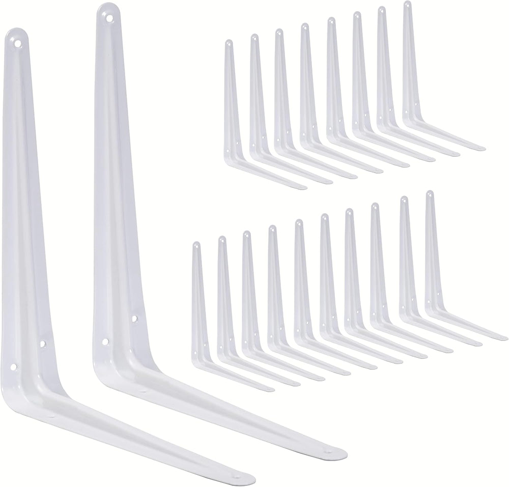 20 Pack Shelf Brackets 12 Inch, White Metal Brackets for Shelves, L Shape She...