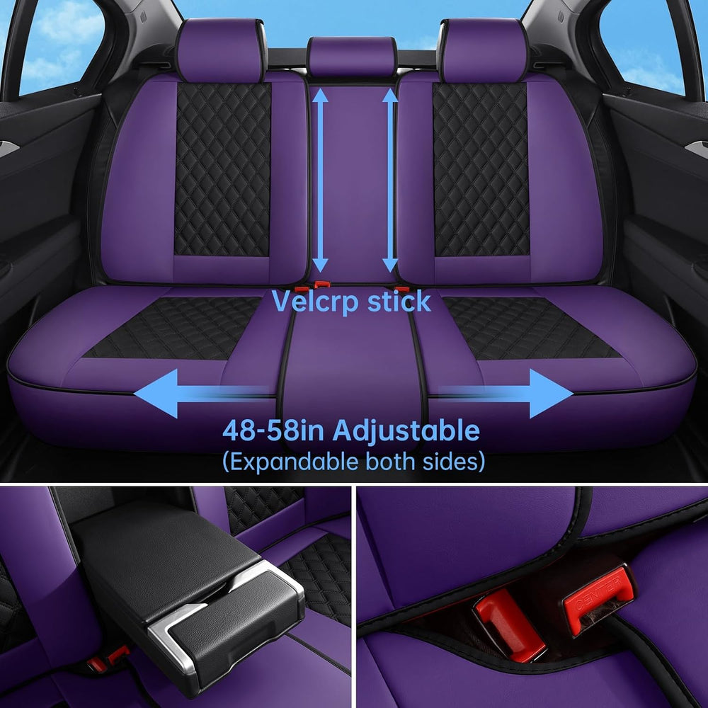 Purple Black Car Seat Covers Full Set,5 Seat Leather Seat Covers for Cars