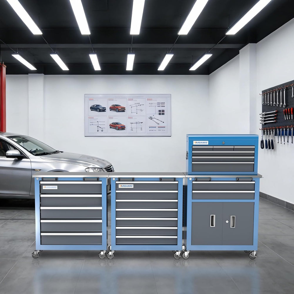 20 Drawer Rolling Tool Chest Combo,with Wheels & Foot Pads, Blue