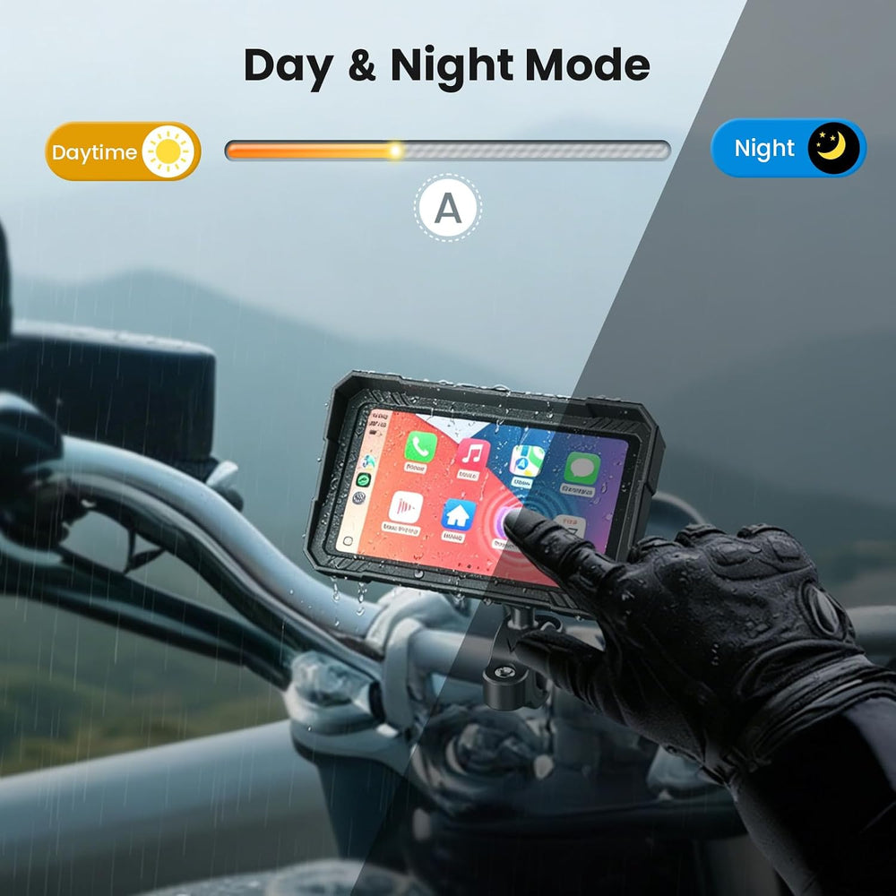 Motorcycle CarPlay Screen with Android Auto – 5” Waterproof GPS Pantalla para...