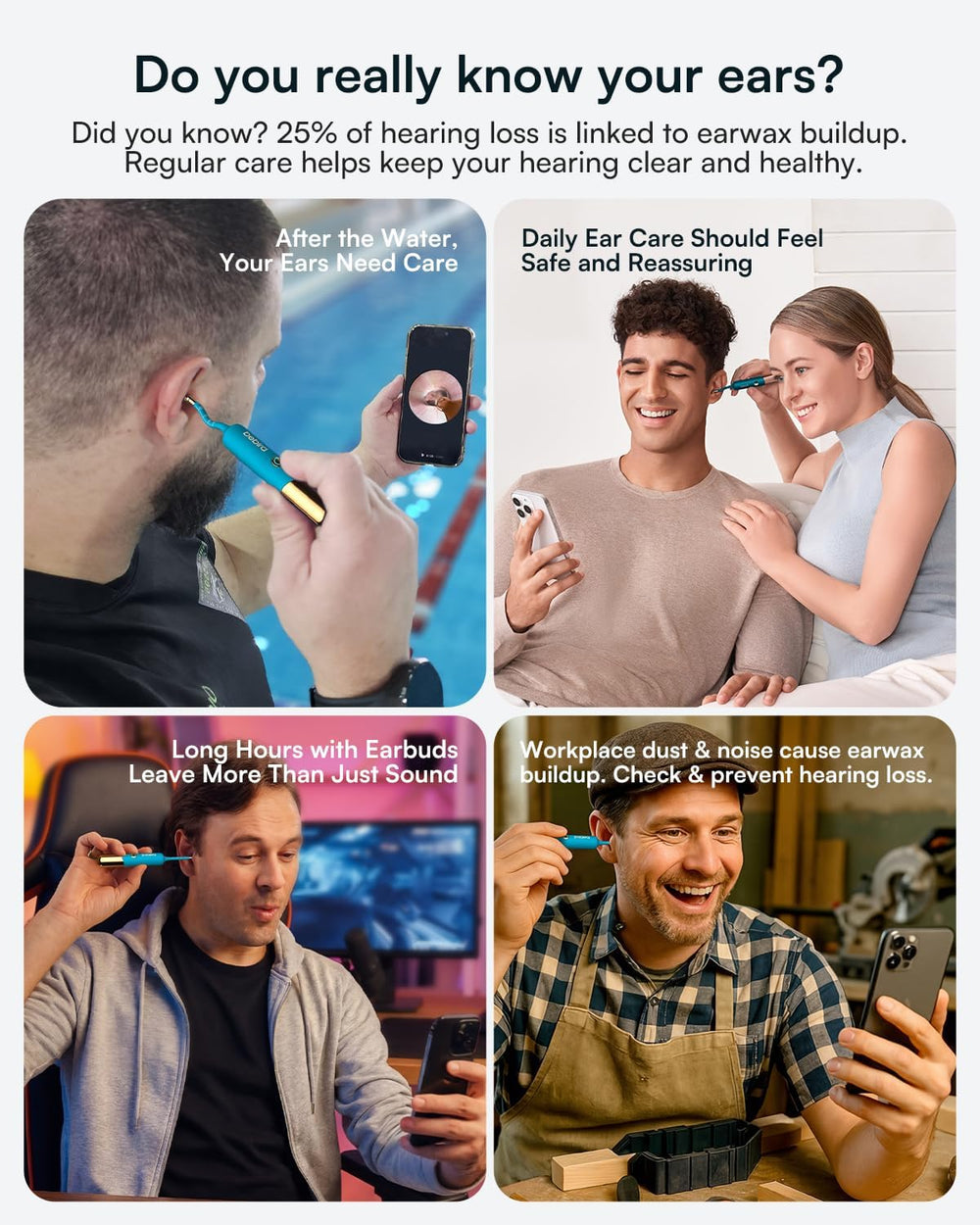 Bebird Ultra 2K Ear Wax Removal Tool Camera:Painless Tweezers & Dropper Kit