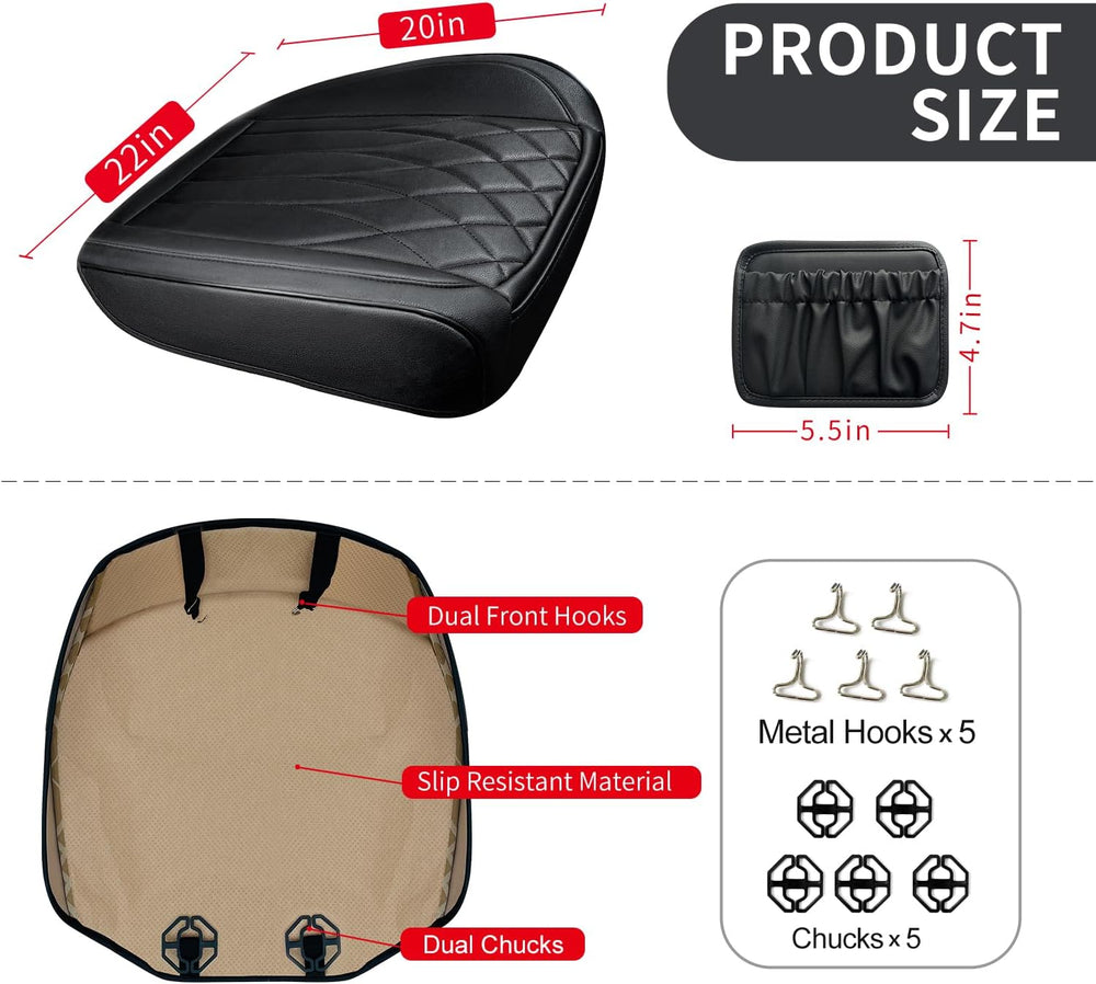 2 Pack Black Leather Front Bottom Car Seat Covers