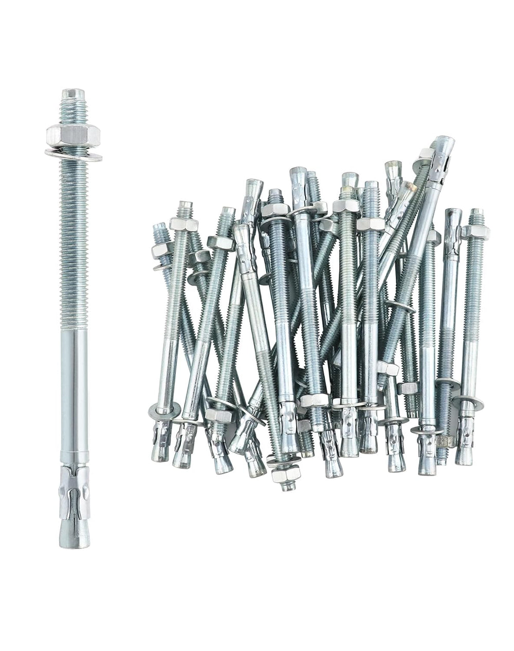 QWORK Concrete Wedge Anchors 1/2" x 7", 25 Pcs Solid Concrete Expan...