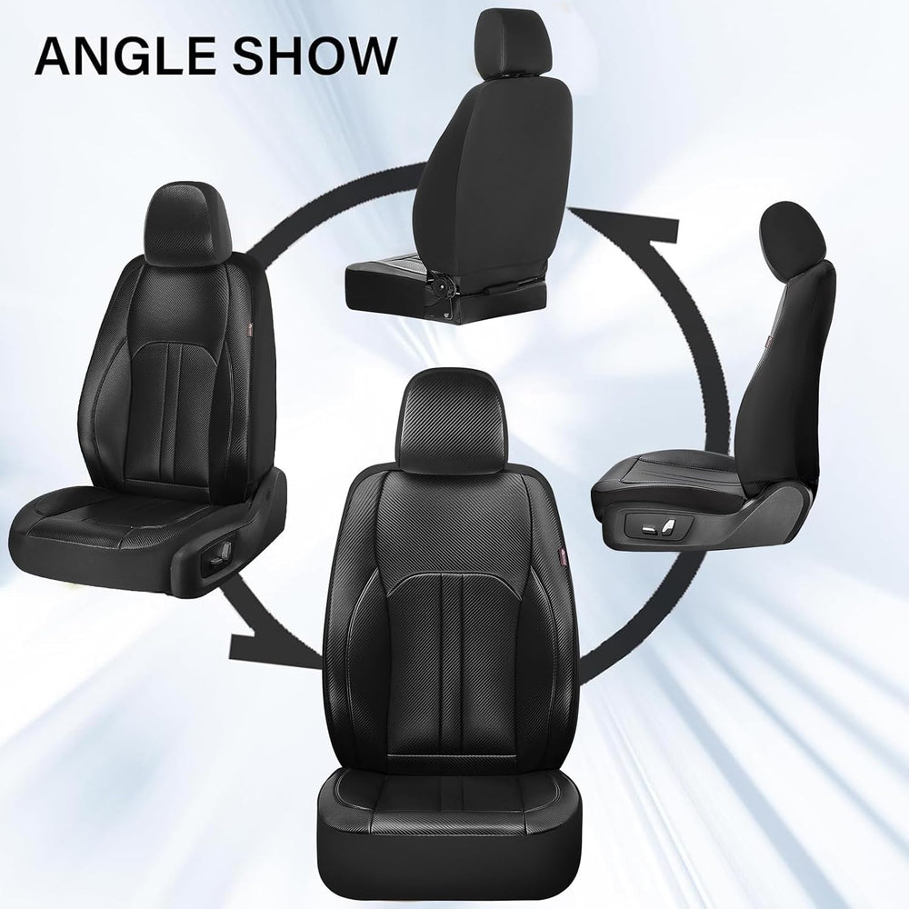 Coverado Leather Car Seat Covers Front Seats & Carbon Fiber, Waterproof a...