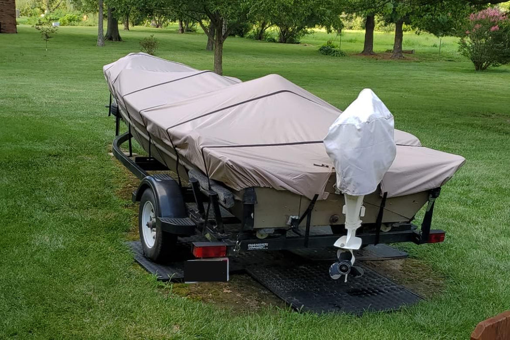 600D Jon Boat Cover Heavy Duty Waterproof Marine Grade UV Resistant Reinforce...