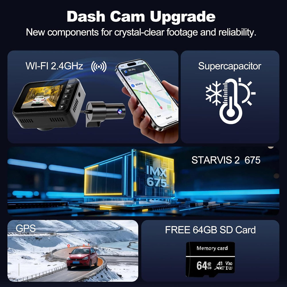 4K Dash Cam Front and Rear with STARVIS 2 Night Vision, Built-in GPS WiFi, 10...