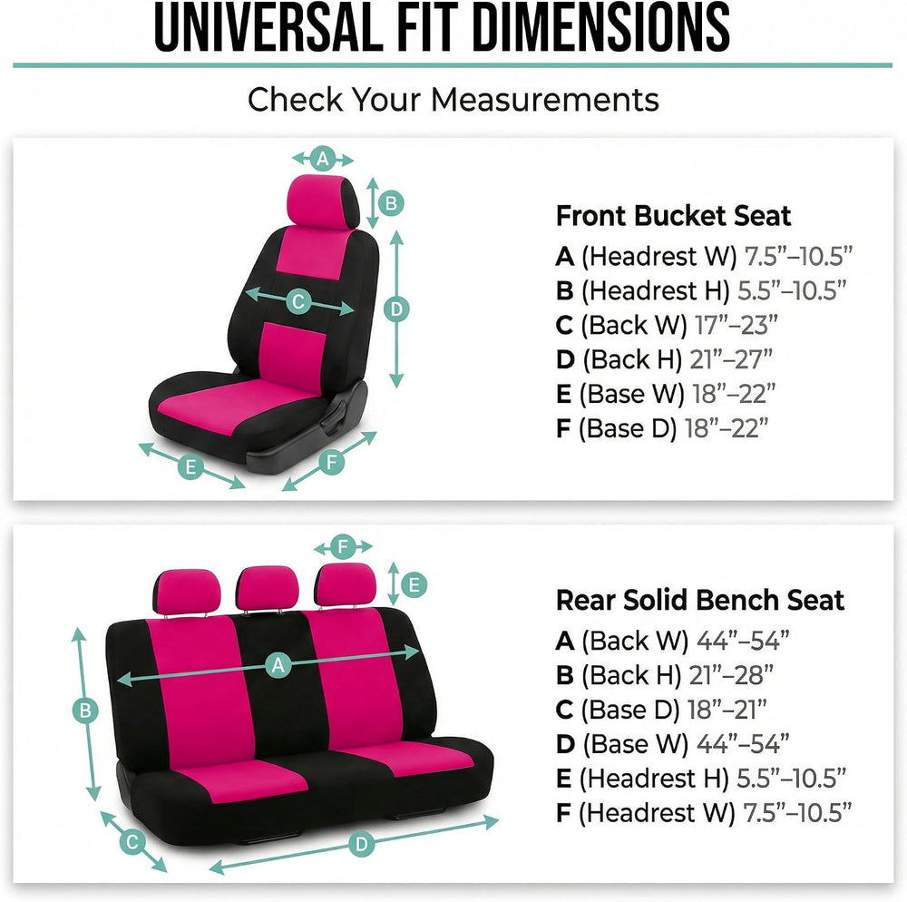 FH Group Bright Flat Cloth Full Set Automotive Seat Covers Front Set and Rear...
