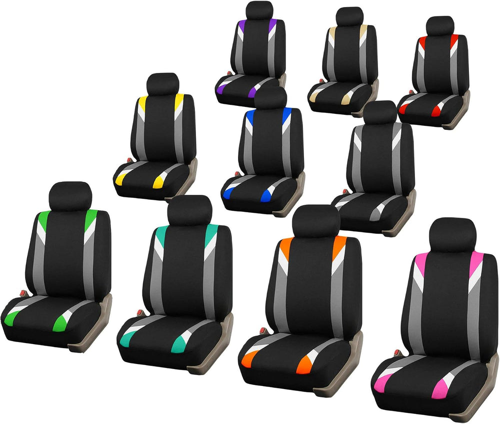 FH Group Premium Modernistic Flat Cloth Car Seat Covers – Universal Fit, Wash...