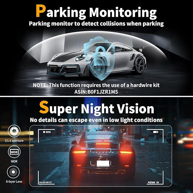 Dash Cam Front and Rear: 4K Dual Channel Dash Cam