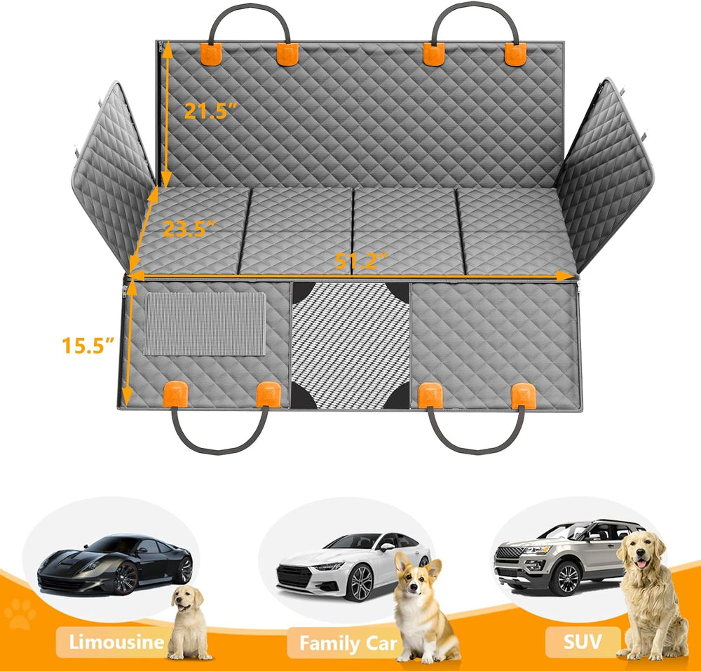 Dog Car Seat Cover for Back Seat, Hard Bottom Back Seat Extender