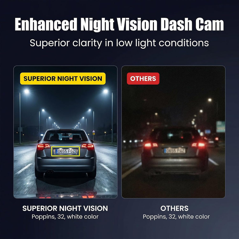 4K Dash Cam Front and Rear, GPS, ADAS, Built-in WiFi, Free 64G Card