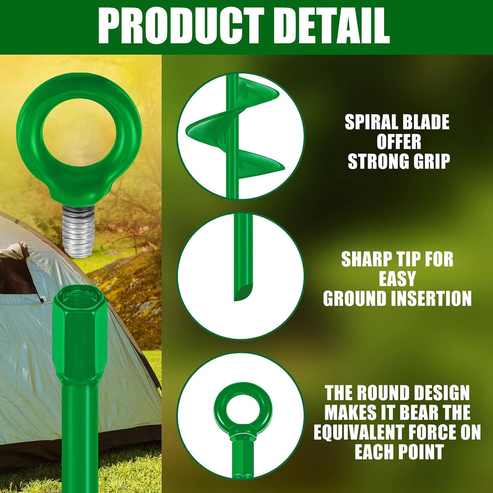 Chumia 12 Pcs 18 Inch Ground Anchor,Heavy Duty Earth Anchors, Green