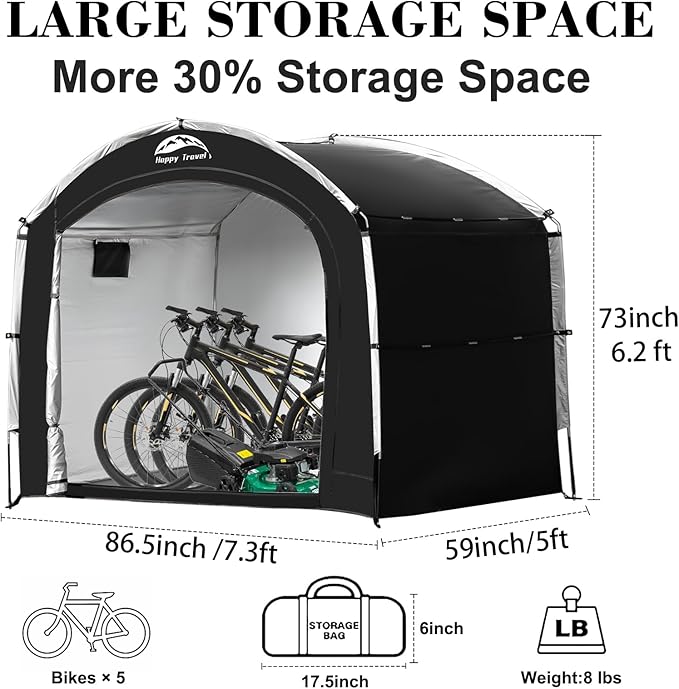 Happy Travel Bike Storage Tent Shed, Outdoor Waterproof Bicycle Covers Shelter