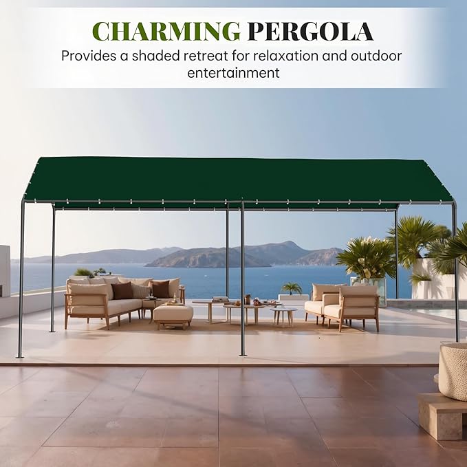 Carport, 10‘ x 20’ Heavy Duty Portable Garage All-Season Car Canopy w/Removable