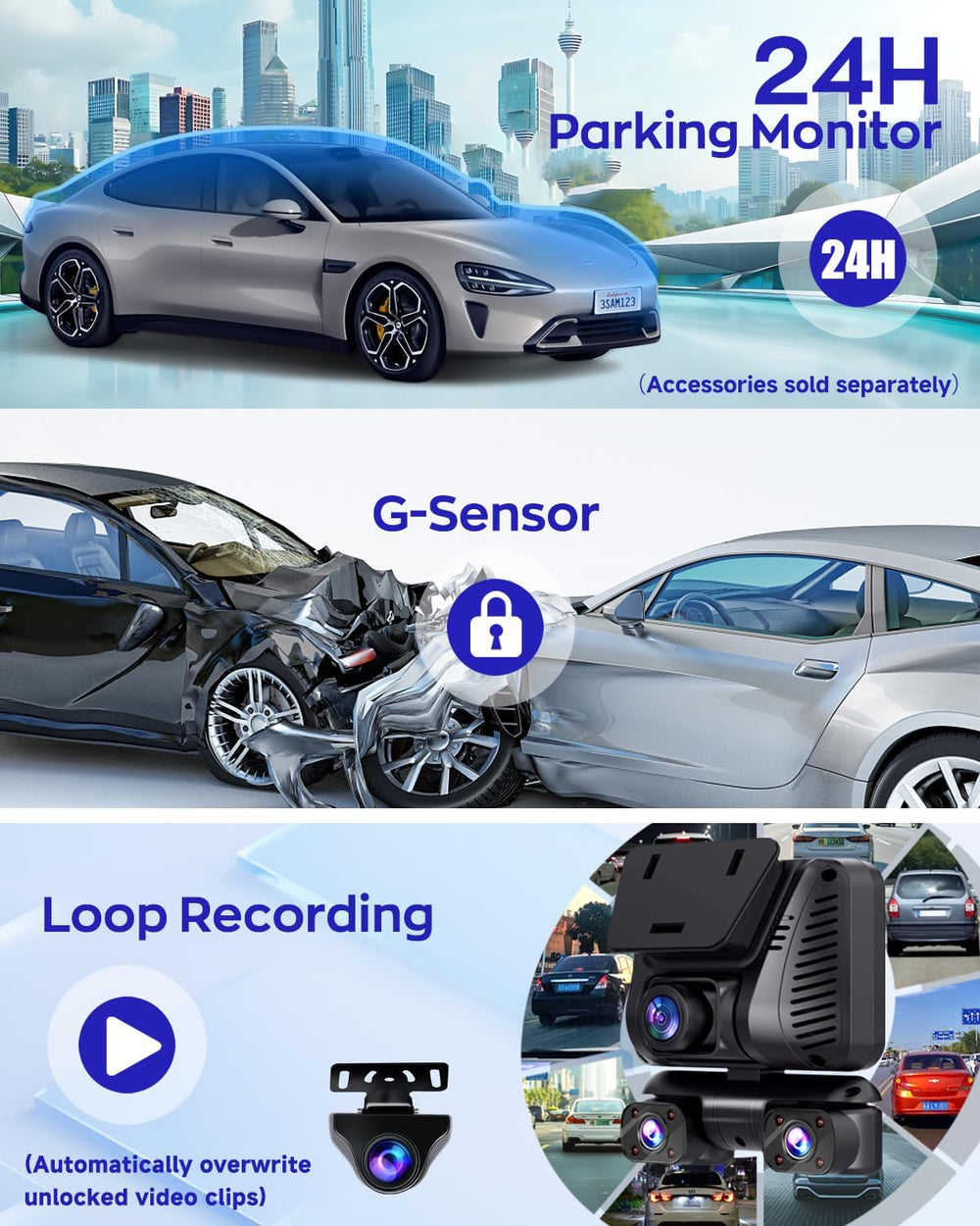 4K Dash Cam 360° View,4 Channel Front and Rear Dash Camera for Cars,Built-in ...