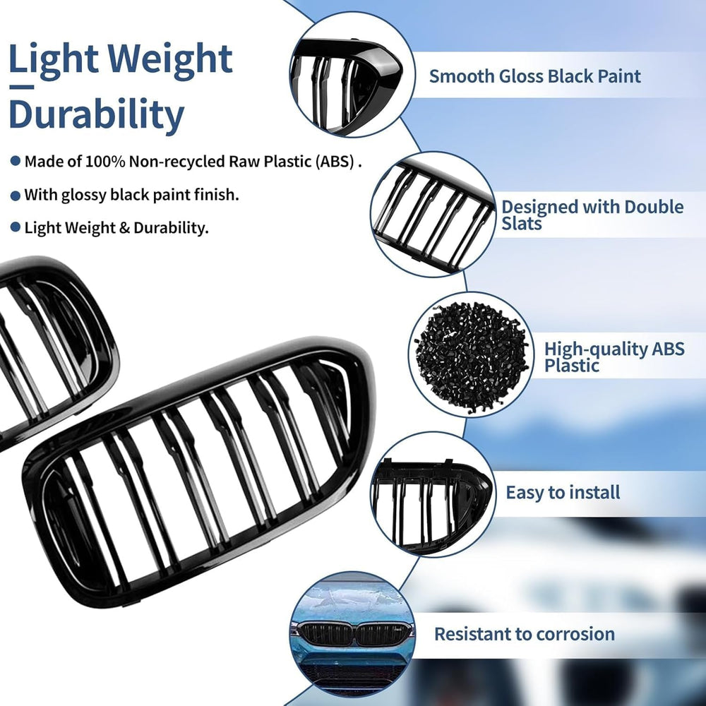 G30 Grille, Black Front Kidney Grille Grill Compatible with BMW 2017-2020 5 S...