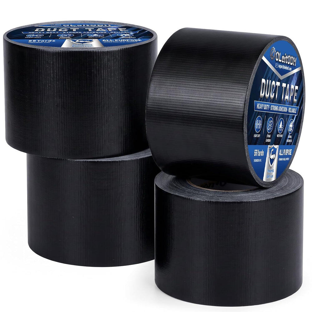 Black Duct Tape Bulk, 4 Inches x 55 Yards, 4 Pack