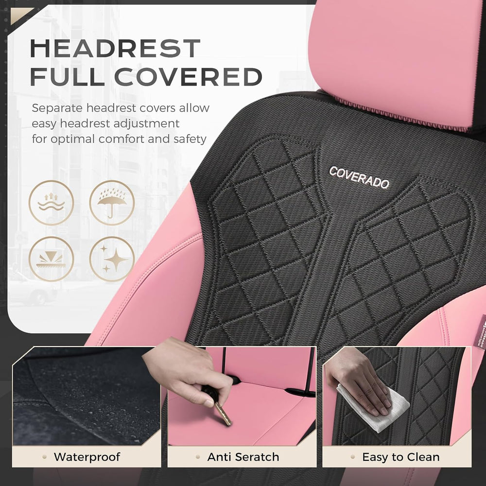 Coverado Automotive Seat Covers Full Set, Luxury Car Seat Covers, Leather Sea...