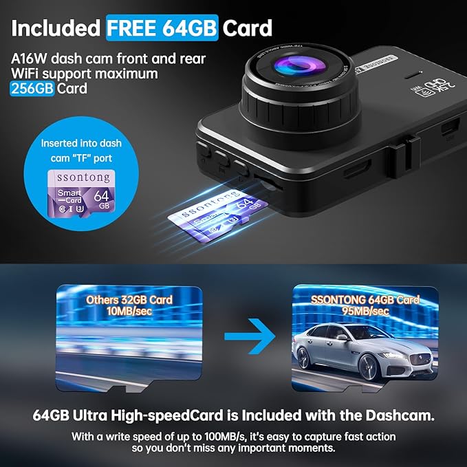 Dash Cam Front and Rear, Dash Camera