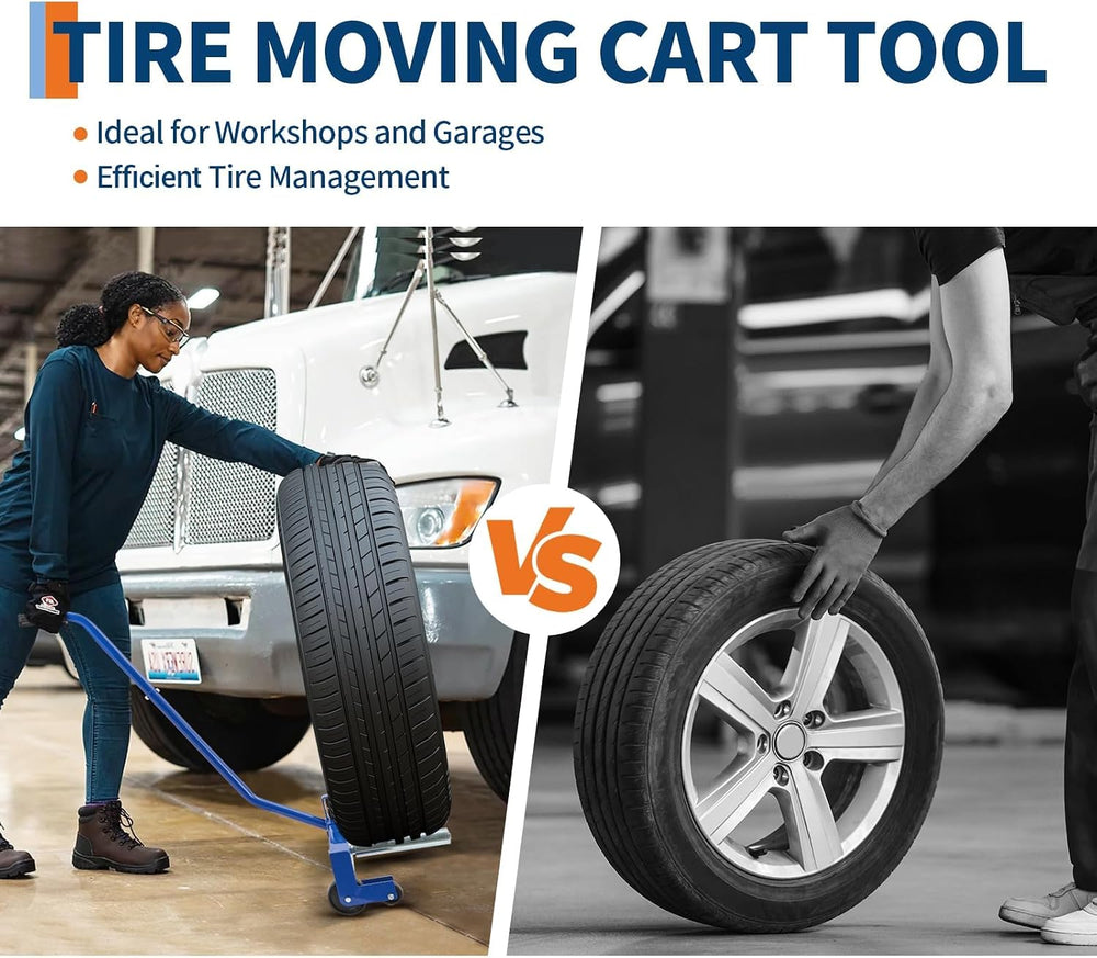 Heavy-Duty Adjustable Tire Dolly Cart, 500 lbs Capacity Tire Moving Tool with...
