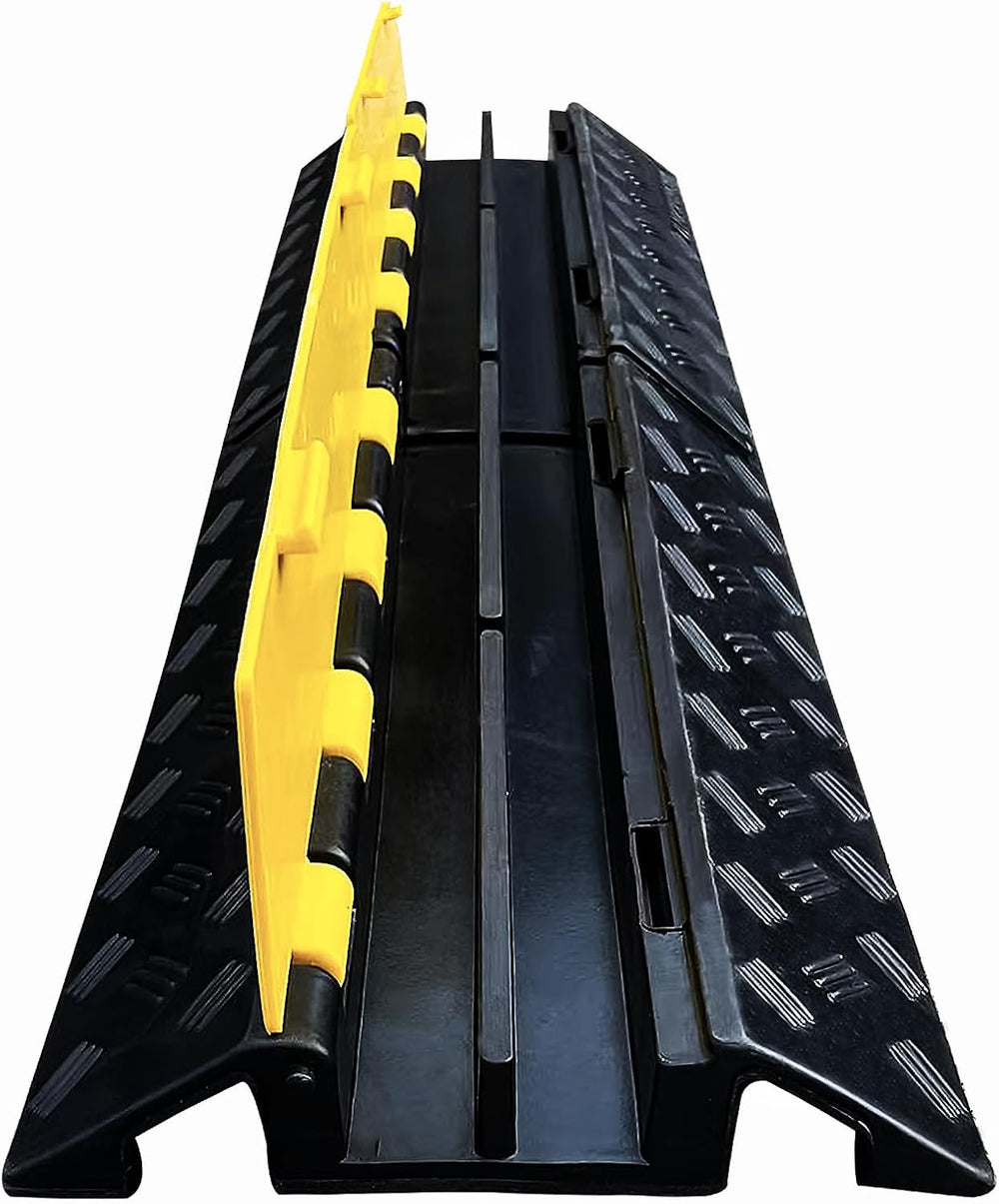 Foldable 2 Channel Rubber Cable Protector, 22000Lbs Load Capacity Wire Hose