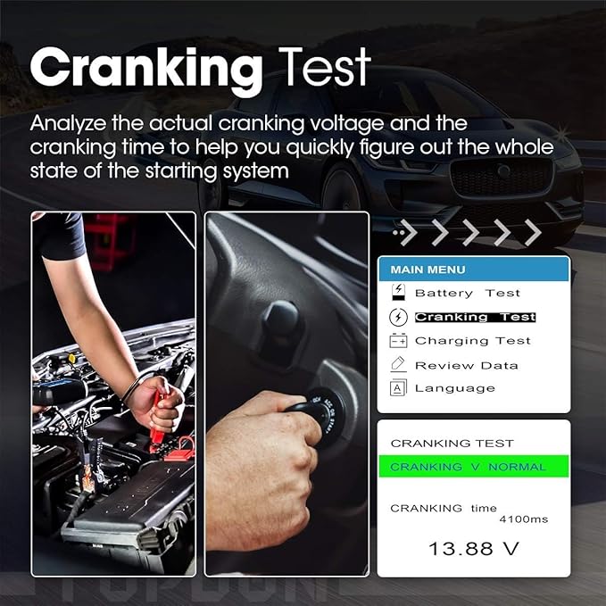 Car Battery Tester 24V 12V Load Tester, TOPDON BT200 100-2000CCA Automotive