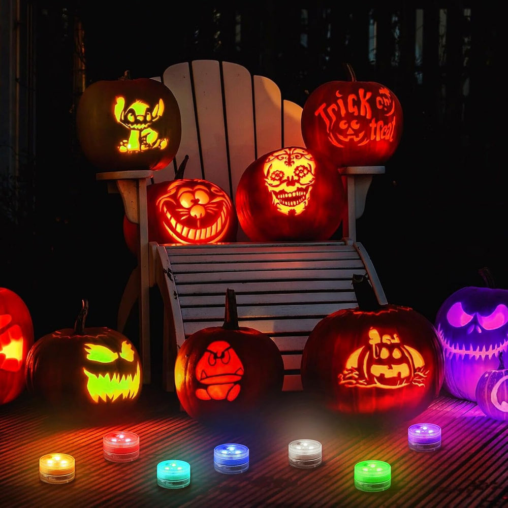 10 Pack Pumpkin Lights with Remote for Halloween Decor, Led Tea Lights