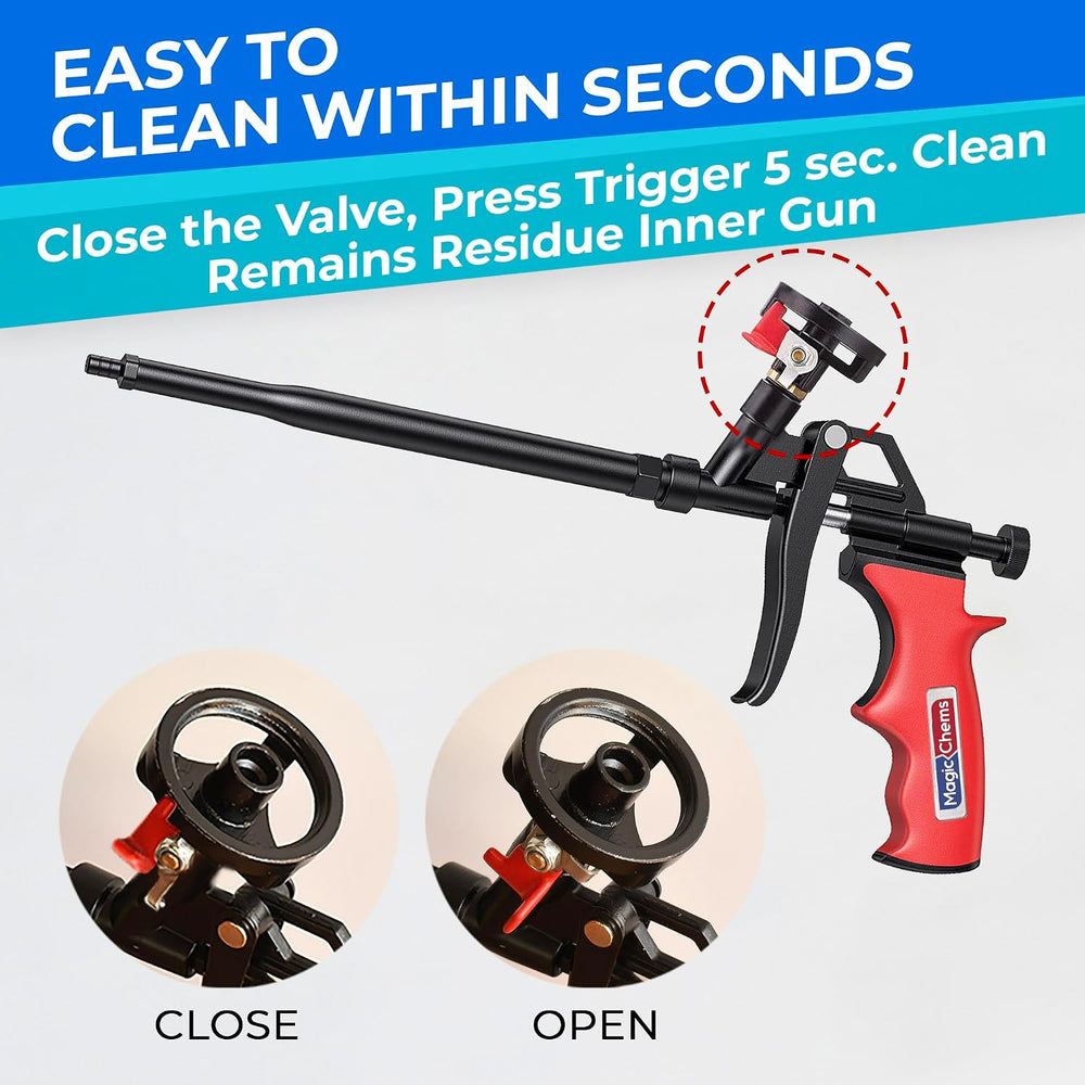 Magic Chems Foam Gun Insulation, Red, Robust Expanding Applicator, 2 Pack