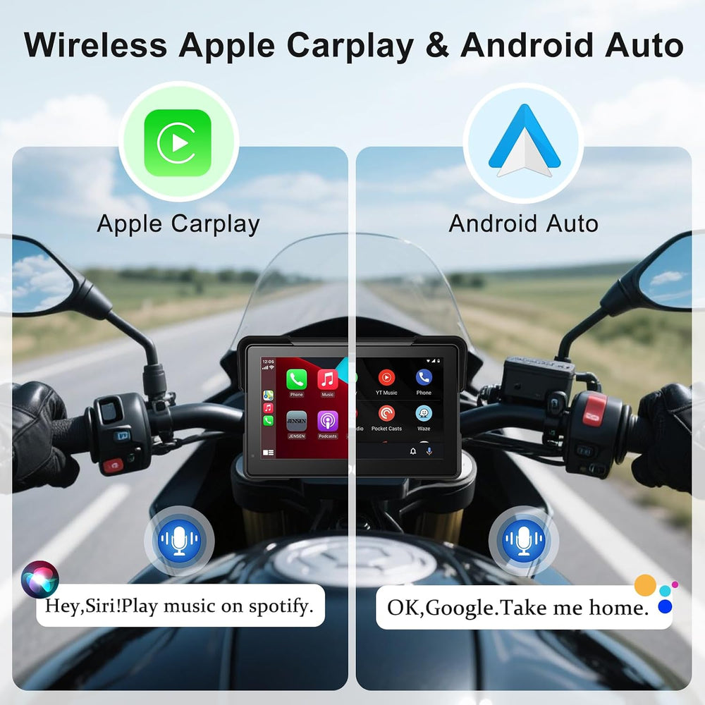 Wireless Motorcycle Apple Carplay & Android Auto,7 Inch Touchscreen with ...