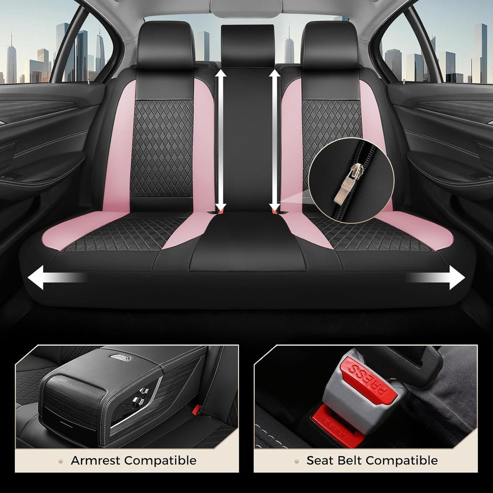 Coverado Car Seat Covers Full Set, Leather Seat Covers for Cars, Waterproof C...