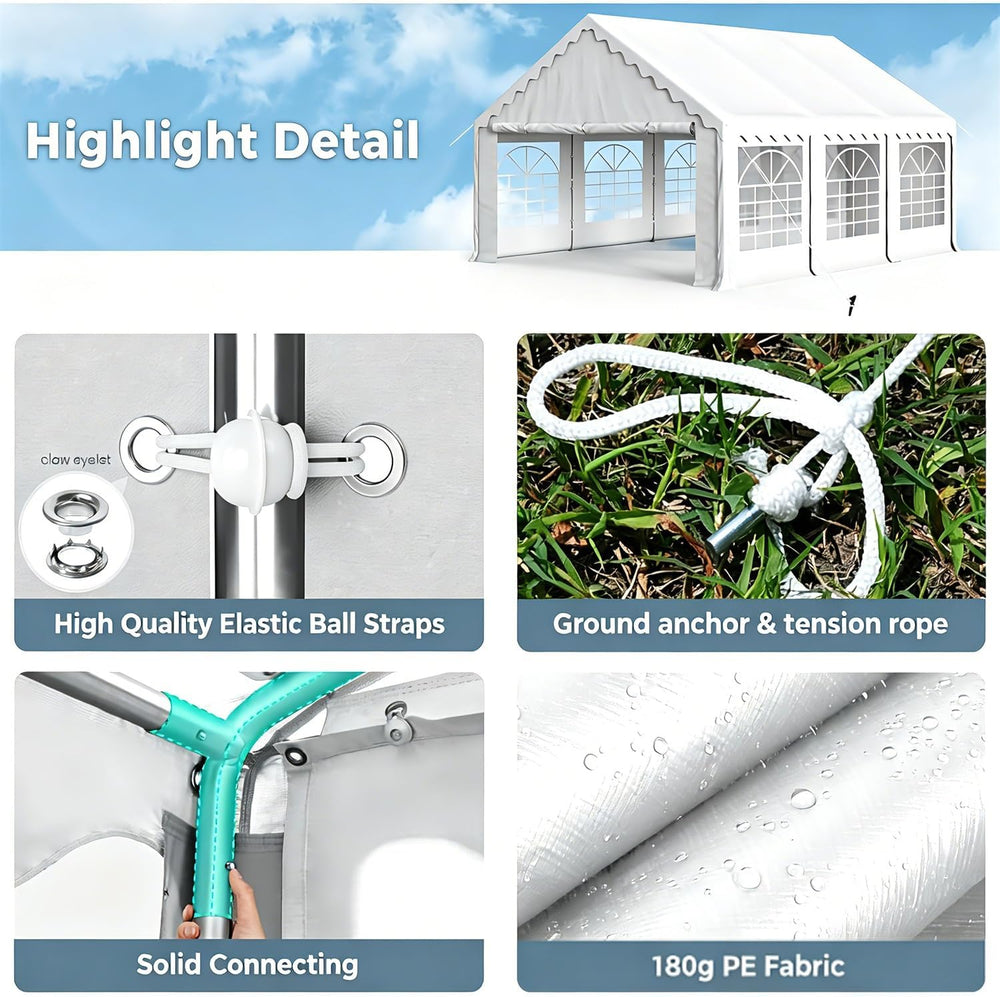 16x20 ft Party Tent Heavy Duty, Outdoor Wedding Commercial Tent