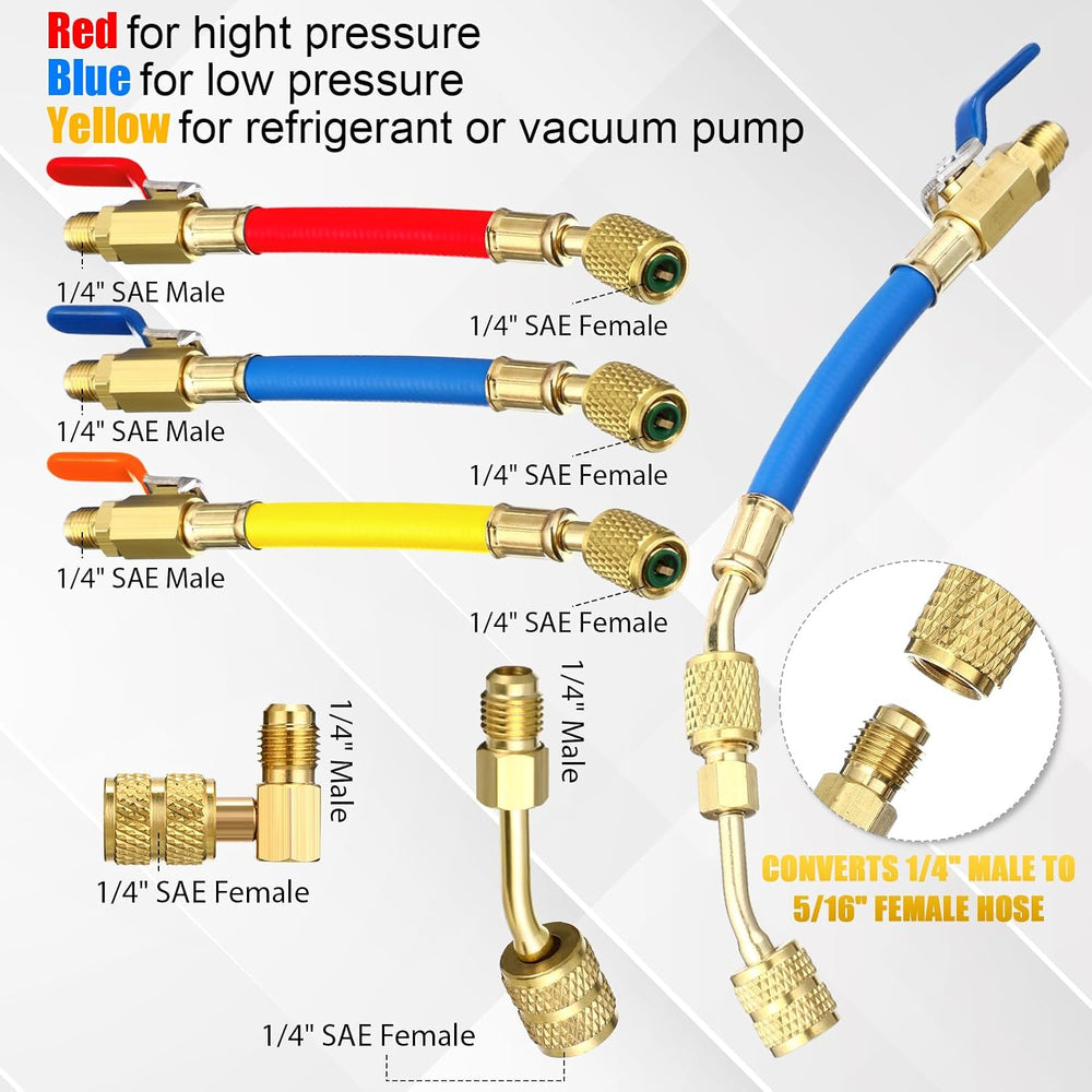 Tujoe R410A Valve Core Remover Tool Kit HVAC AC Refrigerant Angled Compact Ba...