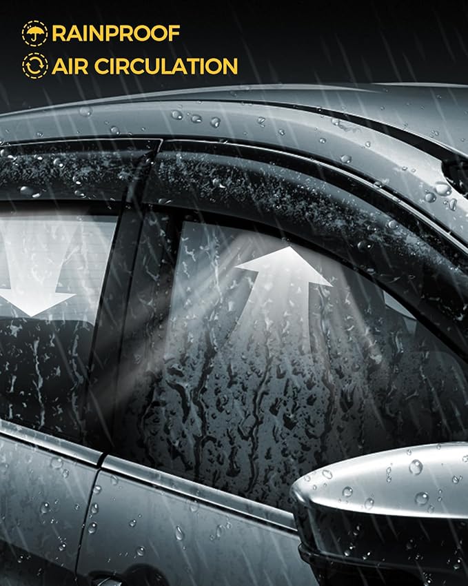 Rain Guards for Car Windows, Tape-On Window Visors Rain Guards Fit for (4 Pie...