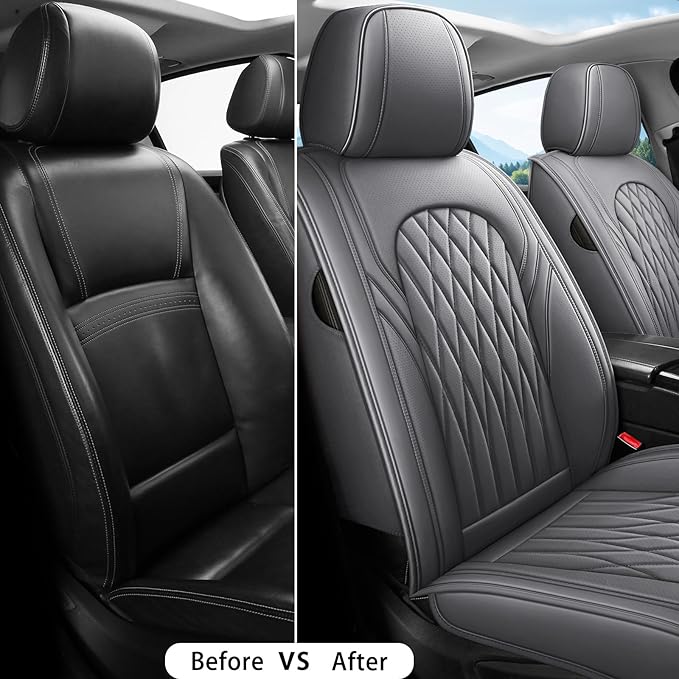 WELLDO Car Seat Covers Front Seats, Leather Seat Covers