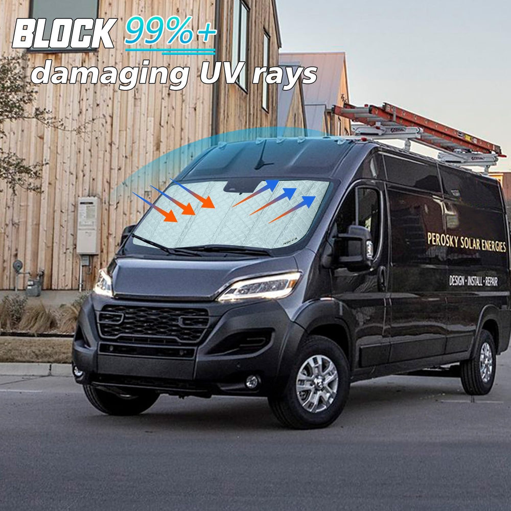 ROCCS Thickest Windshield Sun Shade fit for 2014-2026 Dodge RAM ProMaster Ful...