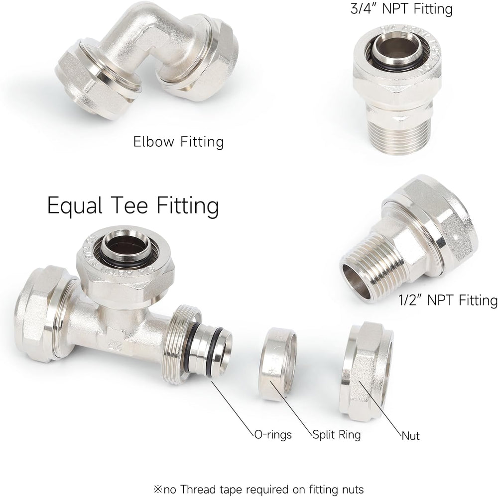 Compressed Air Piping System with 3/4 Inch ID x 100 feet 3-Way Dual-Outlet Al...
