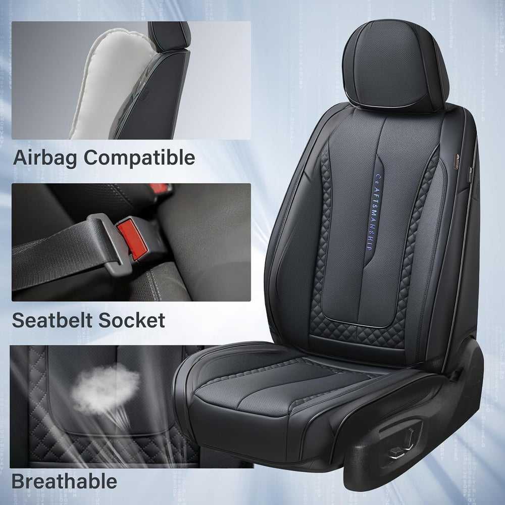 Coverado Car Seat Cover Full Set, Black Seat Covers Front Seats Back Seat Cov...